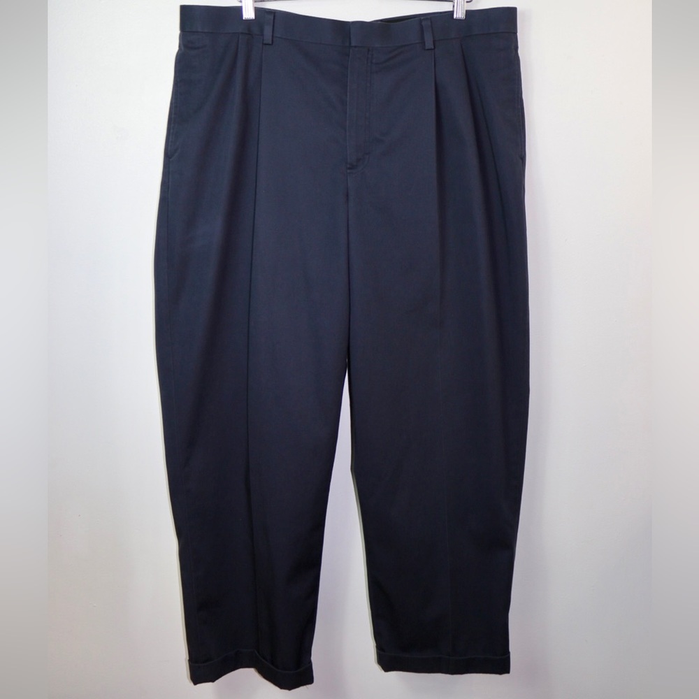 LL BEAN, Men's Flat Front, Natural Fit, Navy Pants, Cotton Size 40